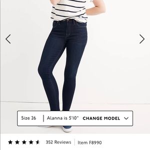 Madewell 9” Mid Rise Skinny Jeans Larkspur Wash